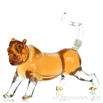 Decantador de licor de cristal sin plomo en forma de tigre con